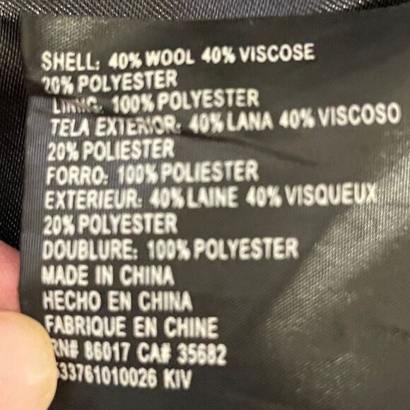 Bebe Wool Blend Belted Coat Snap Buttons Black White Metallic Silver Threads Sm - Picture 17 of 17